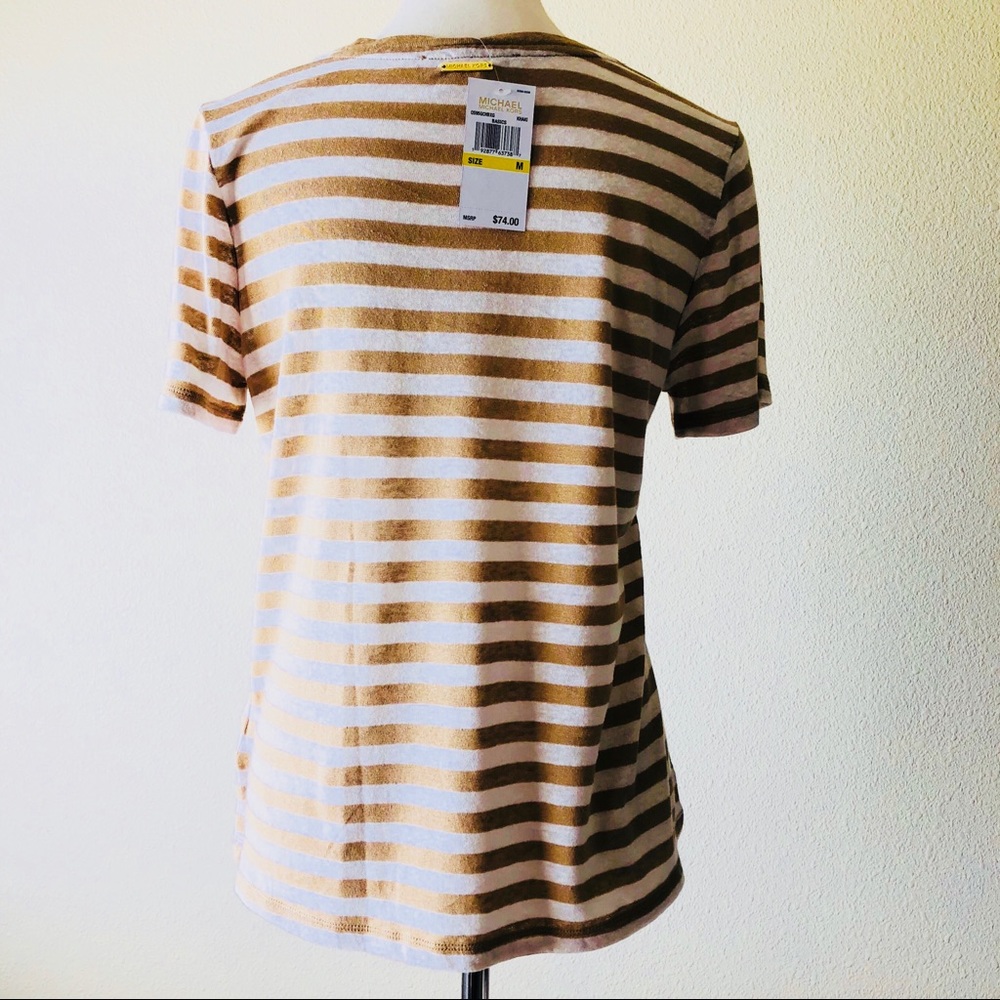 MICHAEL Michael Kors Khaki Stripe Front Tie Top - Picture 4 of 5